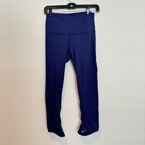 Lululemon Cropped Mesh Hem Purple Leggings